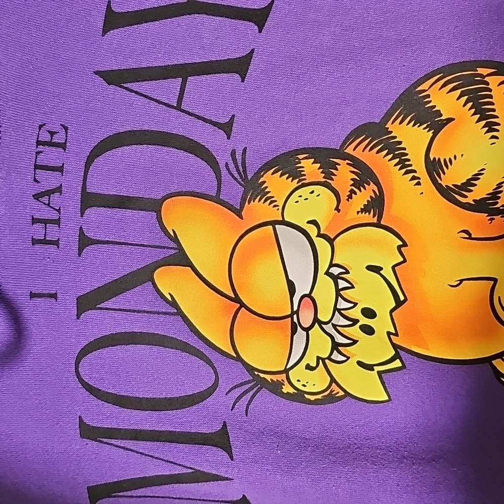 Purple Garfield Hoodie. In A Meduim. I Hate MONDAY. - Picture 5 of 7